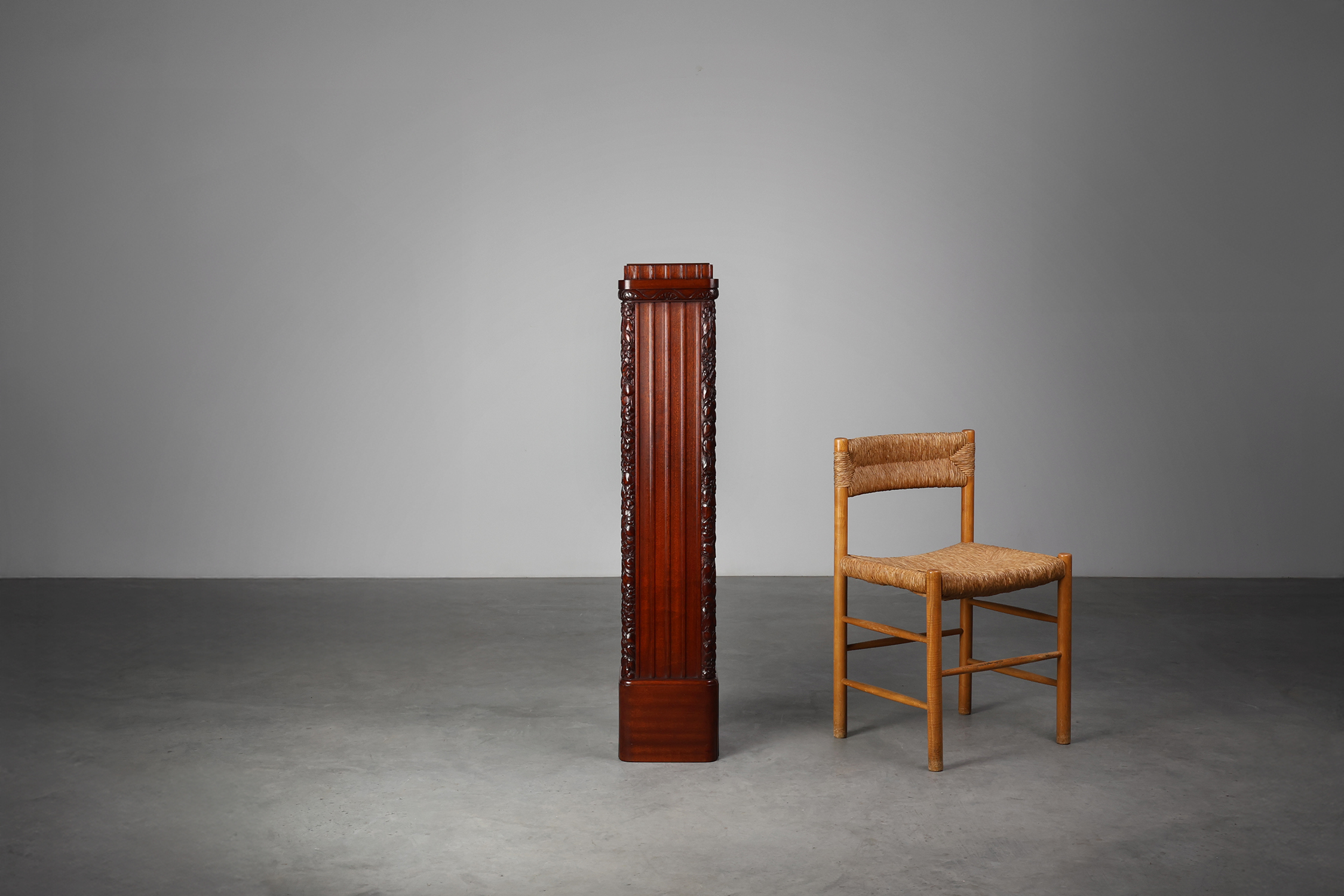 French Art Deco square Oak Pedestal, circa 1915thumbnail